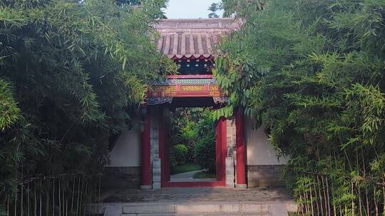 中式庭院园林大门复古门庭视频素材模板下载