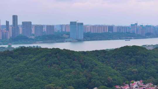 湖南长沙岳麓山风景名胜区航拍岳麓区城市风