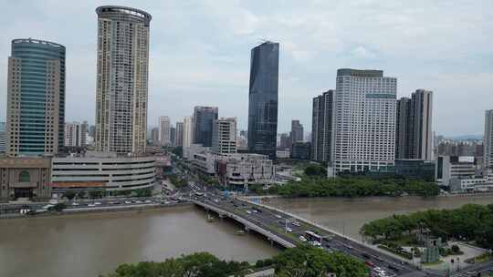 航拍浙江宁波城市风光宁波建设