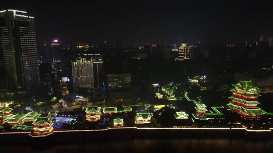 江西南昌城市夜景灯光航拍