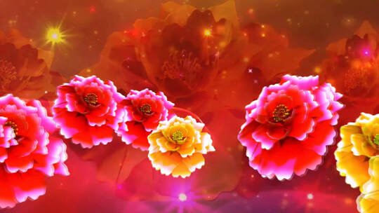 花开盛世舞蹈开场舞牡丹花LED大屏视频素材
