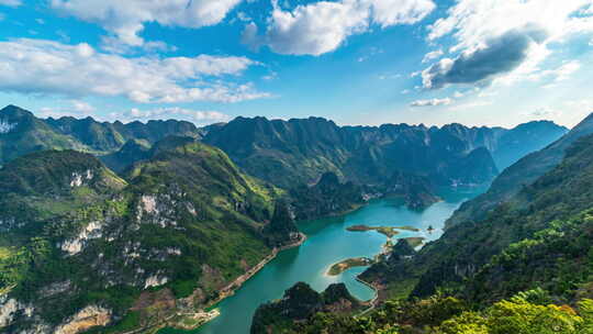 百色浩坤湖景区自然风光延时视频