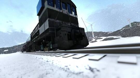 3D火车穿越雪山