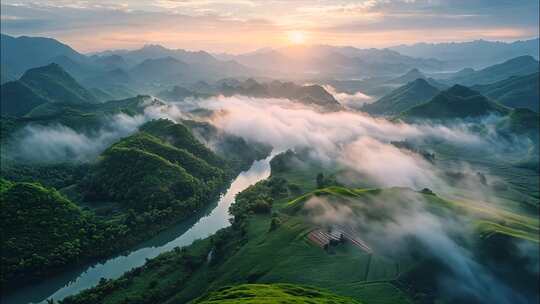 桂林山水桂林风光桂林航拍大自然风景风光日