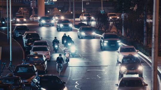 城市街道交通 北京车流夜景