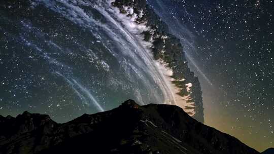 山巅星空 群星闪耀 银河横亘 宇宙辽远