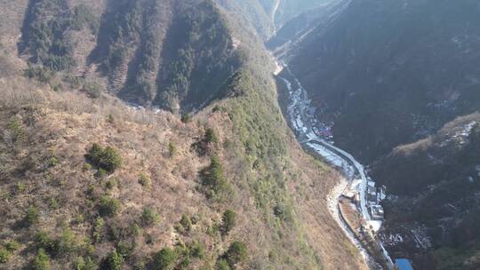 秦岭山川地貌环境自然风光4K航拍5视频素材模板下载