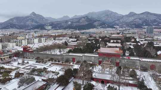 航拍岱庙雪景