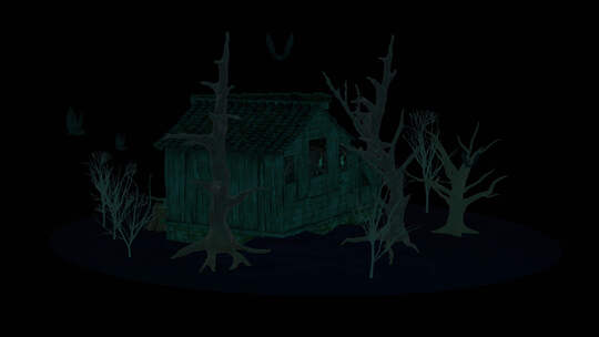 夜惊场景-森林中有怪物的房子，Alpha