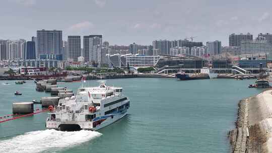 北海国际客运港客轮航拍轮船航拍