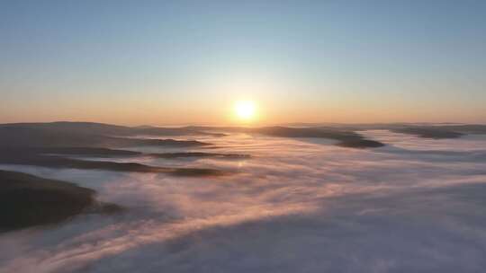 航拍黎明山川云海日出