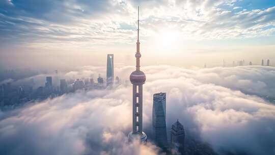 上海陆家嘴高楼云海景观