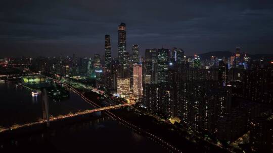 广东省广州市夜景城市风光航拍