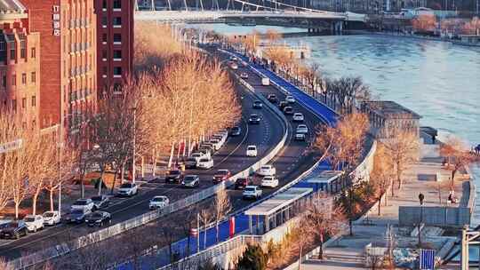 天津海河东路城市景观航拍