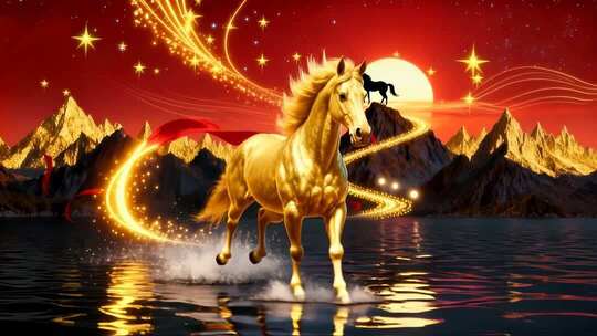 金色骏马奔腾特效素材