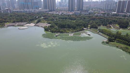 湖北武汉月湖风景区航拍