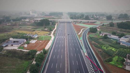 航拍高速公路大路穿越通车