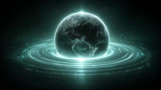 璀璨光环环绕地球科技感十足