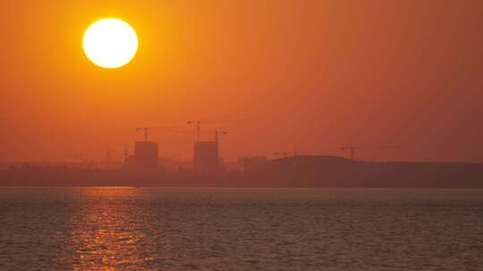 海边夕阳 黄昏日落 金色江水 治愈唯美 浪漫