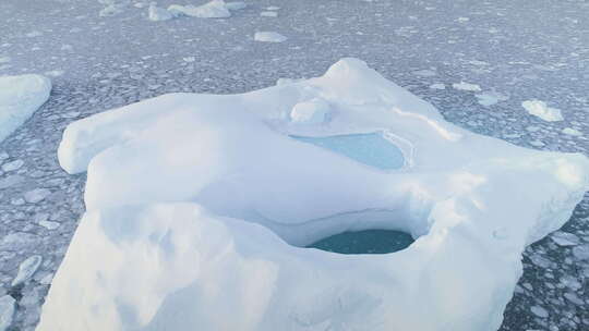 融化的冰山池鲁莽的冰空中放大视频素材模板下载