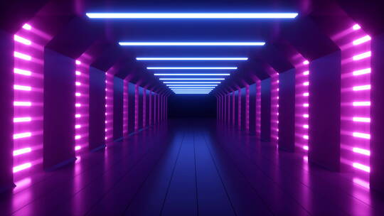 霓虹光线隧道3D渲染视频素材模板下载