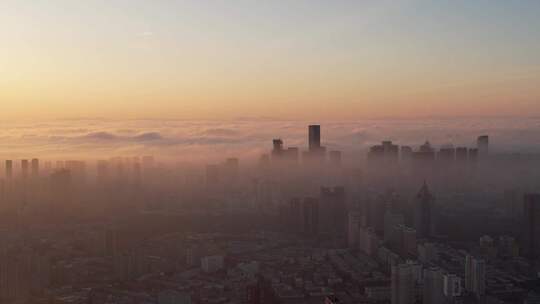 云海之上的城市日出景观