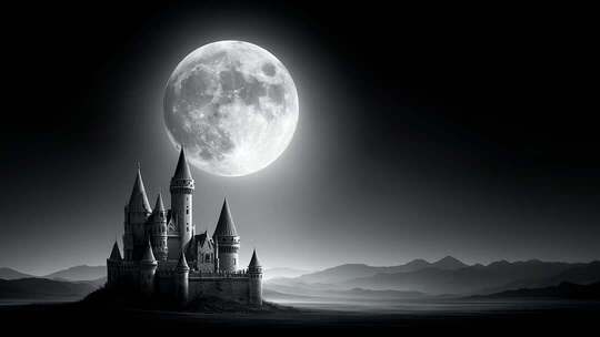 月光照耀下的神秘城堡