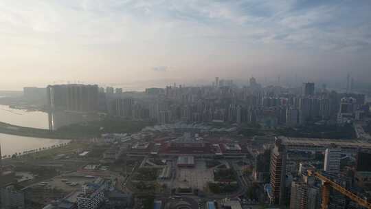 中国澳门城市清晨航拍