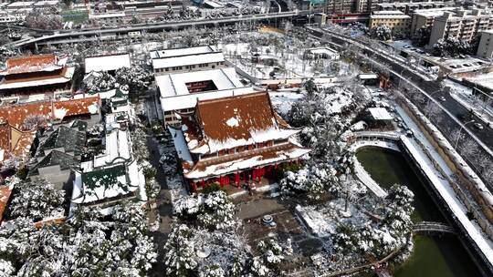 长沙地标建筑雪景开福寺雪景