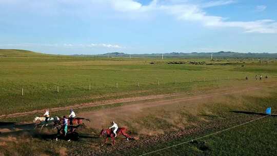 内蒙古草原赛马场景视频素材模板下载