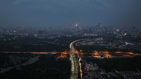 广州华南快速路夜景航拍