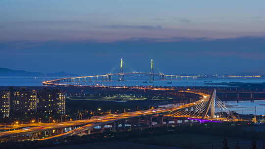 延时拍摄的韩国仁川大桥