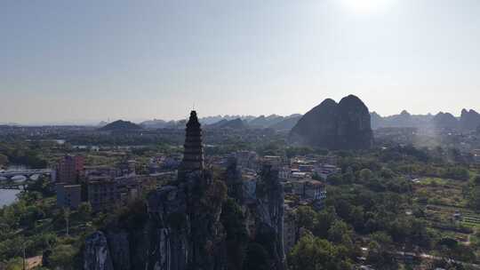 广西桂林叠彩山桂林山水航拍