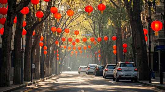 节日氛围的街道