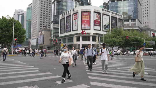 上海商城路十字交叉路口视频素材模板下载