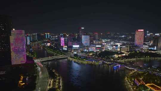 航拍宁波城市夜景