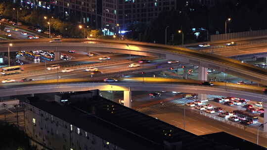 中国北京大郊亭桥夜景车流风光