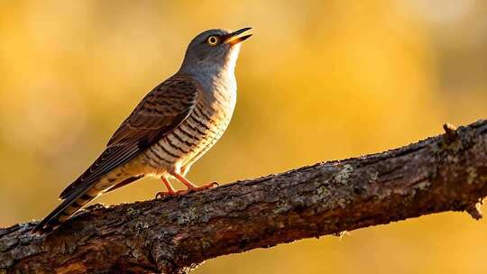 枝头布谷鸟鸣叫特写