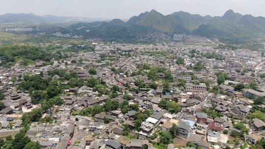 航拍贵阳青岩古镇5A景区