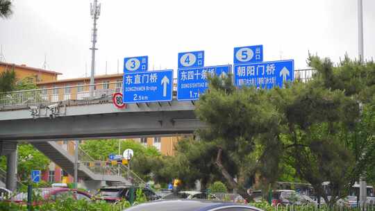北京二环路立交指示牌道路