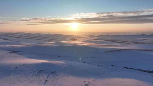 呼伦贝尔雪景原野冬日暖阳