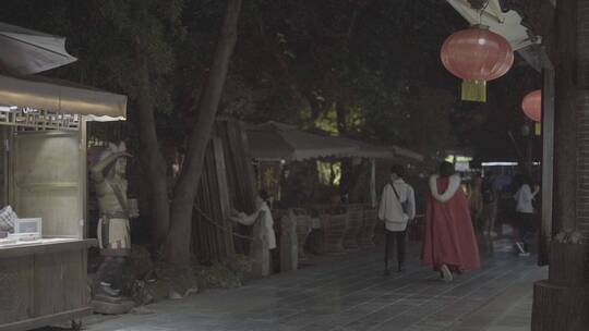 成都文殊院夜景集市汉服活动人文拍摄视频