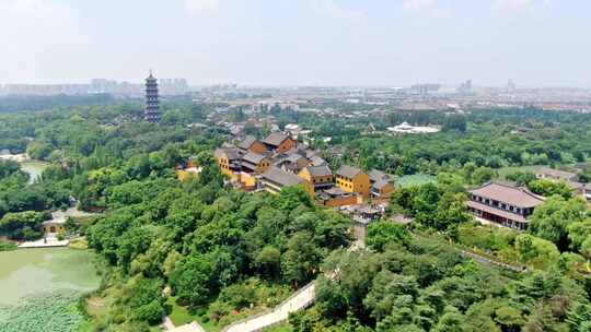 航拍扬州观音山大明寺栖灵塔景区