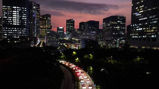 航拍深圳市软件产业基地夜景