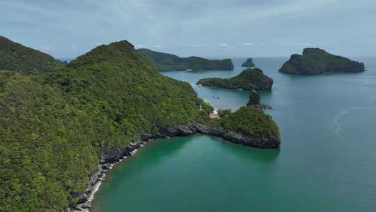 泰国安通国家海洋公园海岛翡翠湖航拍风光