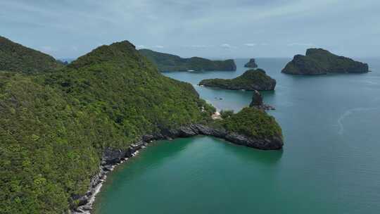 泰国安通国家海洋公园海岛翡翠湖航拍风光视频素材模板下载