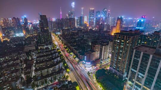 广州_天河东路_广州塔_珠江新城夜景延时4K