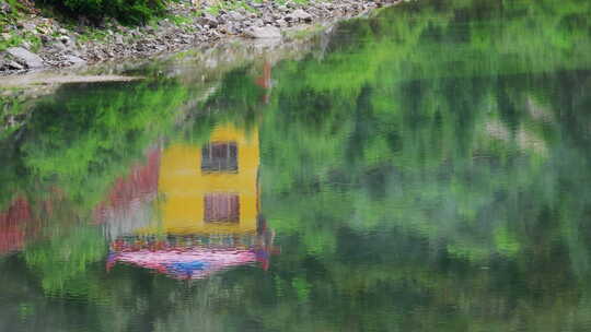 川西措卡湖壮观唯美自然风光特色建筑民居