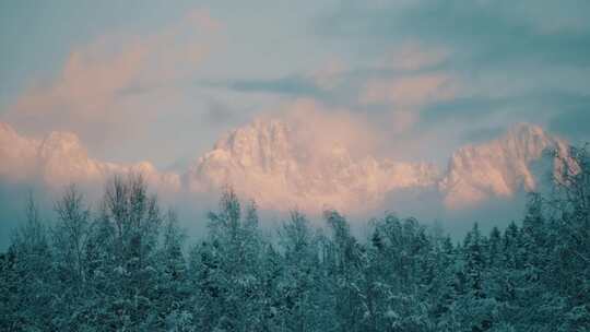 蒂罗尔阿尔卑斯山，雪，山脉，森林