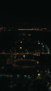 城市航拍湖南长沙橘子洲大桥夜景